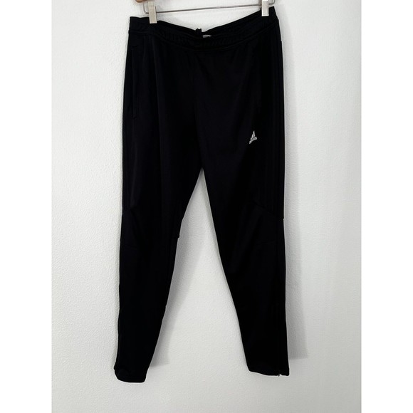 Adidas Pants Medium Black Track Joggers Ankle Zip Pockets Stretch Womens M EUC - Picture 1 of 11
